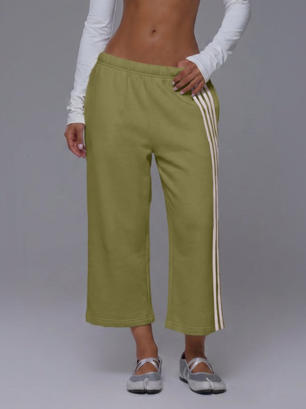 Army Green Sporty Women's Elasticated Waist Wide Leg Jogger